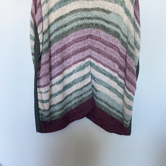 Two by Vince Camuto Striped Knit Poncho Bohemian Chic Fall Purple/Green Sz Small - Picture 6 of 10
